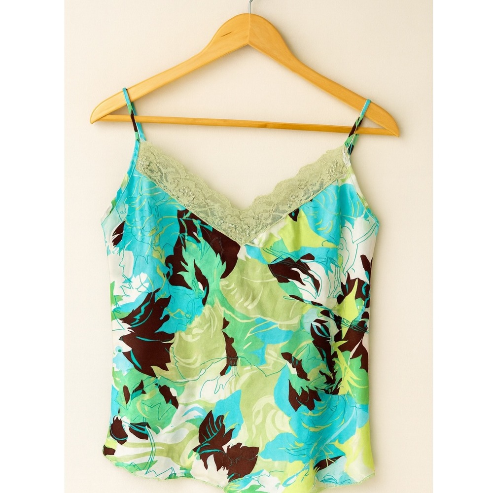 Vintage Y2K JKLA California Womens Silky Floral Lace VNeck Cami sz XL cami sz XL